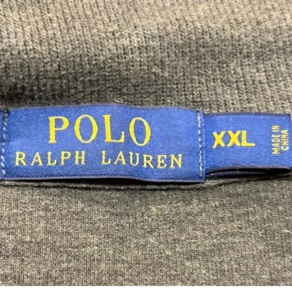 Polo Ralph Lauren 1/4 Zip Khaki Green Long‎ Sleeve Purple Pony Sweater XXL Men's
